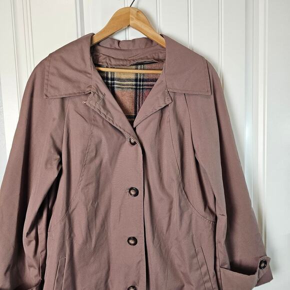 Vintage Rose Pink Trench Coat Womens Size XL Long 80s Retro Barbie Glam Rock - Picture 8 of 12